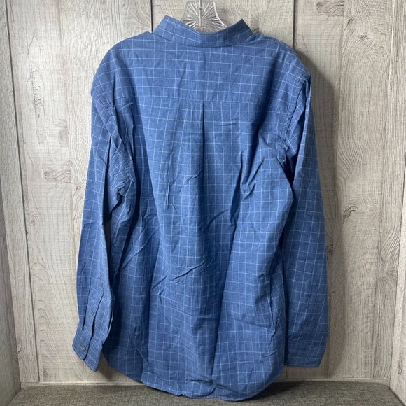 Van Heusen Men Button Down Shirt Medium (15-15 1/2) Blue White Dress Casual - Picture 2 of 6